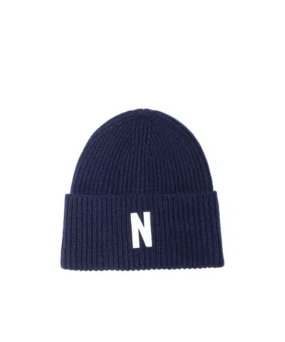 Norse Projects Logo-embroidered Wool Beanie In Black