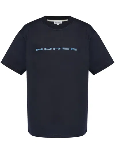 Norse Projects Logo-print Cotton T-shirt In Dark Navy