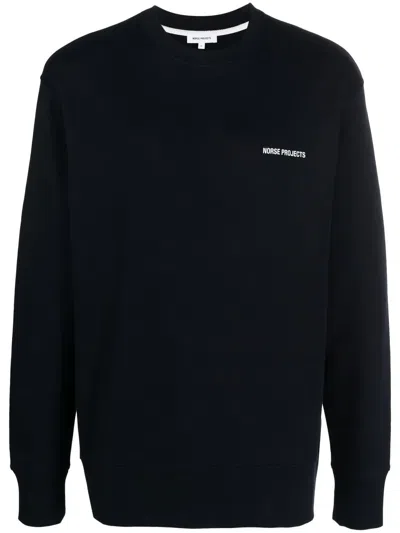 Norse Projects Logo-print Long-sleeve Sweatshirt In Navy