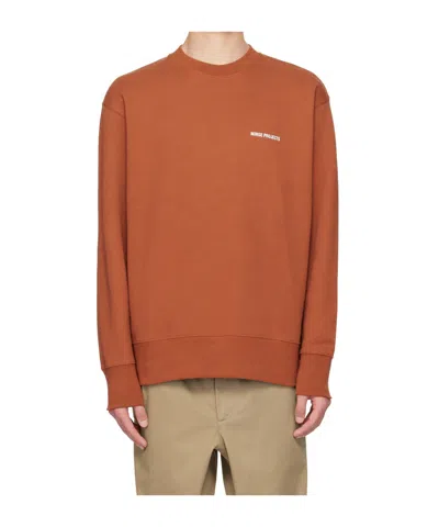 Norse Projects Logo Round-neck Sweater In Brown