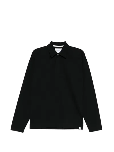 Norse Projects Mens Isefjord Long-sleeve Polo Shirt In Black
