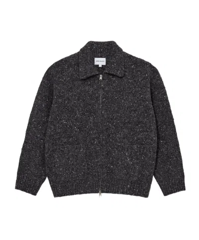 Norse Projects Long-sleeved Zip-up Wool Cardigan In Blue