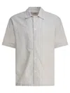 Norse Projects "mads Poplin Stripe Ss" Shirt In Gray
