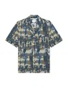 Norse Projects Mads Relaxed Print Shirt Navy In Steel Blue