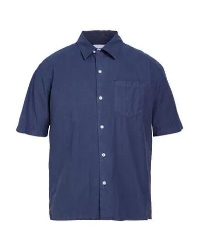 Norse Projects Man Shirt Navy Size S Lyocell, Cotton In Blue