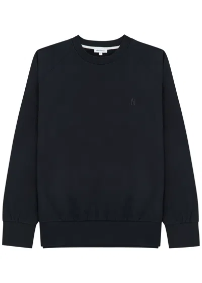 Norse Projects Marten Logo-embroidered Cotton Sweatshirt In Navy