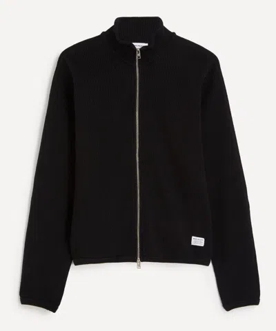 Norse Projects Mens Black Teno Military Rib Cardigan