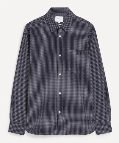 Norse Projects Mens Espevik Check Oversized Shirt In Blue