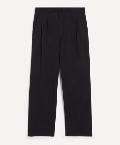 Norse Projects Mens Hestur Relaxed Twill Pleated Trousers In Black