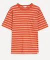 Norse Projects Mens Holger Sailor Stripe Pocket T-shirt In Orange