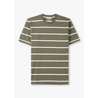 Norse Projects Mens Johannes Organic Stripe T-shirt In Clay In Green