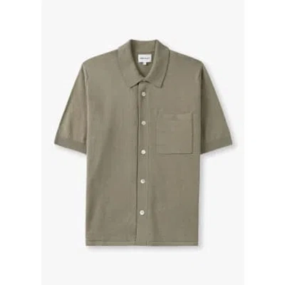 Norse Projects Mens Rollo Cotton Linen Short Sleeve Shirt In Clay In Gray