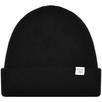Norse Projects Merino Lambswool Beanie Black In Brown