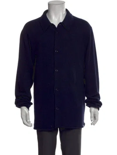 Pre-owned Norse Projects Merino Wool Collar Cardigan In Blue