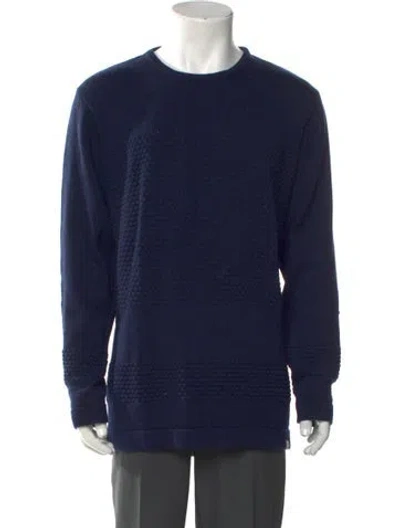Pre-owned Norse Projects Merino Wool Crew Neck Pullover In Blue