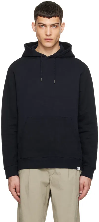 Norse Projects Navy Vagn Hoodie In Dark Navy