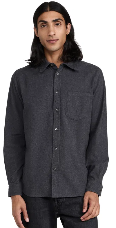 Norse Projects Osvald Organic Flannel Shirt Charcoal Melange
