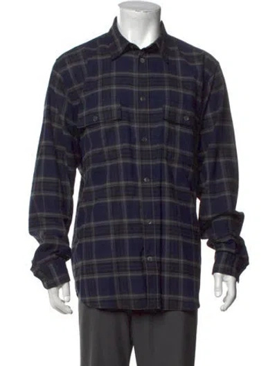 Pre-owned Norse Projects Plaid Print Long Sleeve Shirt In Blue