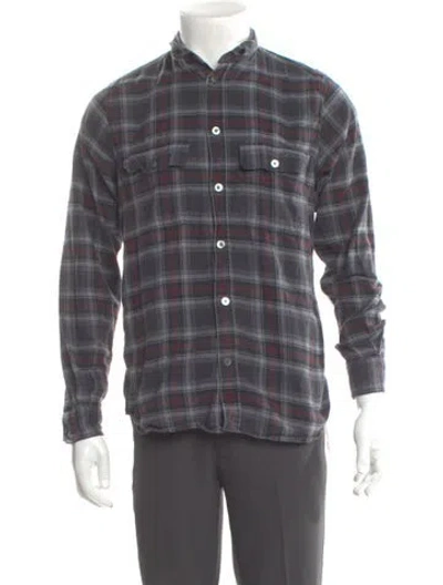 Pre-owned Norse Projects Plaid Print Long Sleeve Shirt In Gray