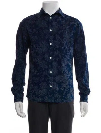 Pre-owned Norse Projects Polka Dot Print Long Sleeve Shirt In Blue