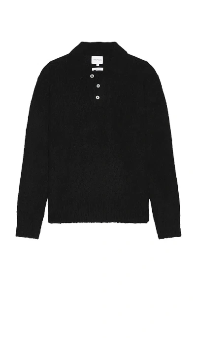 Norse Projects Rasmus Relaxed Brushed Polo Sweater In Black