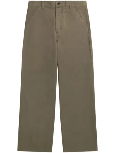 Norse Projects Relaxed Fit Cotton Twill Trousers With Buttoned Flap Pockets In Brown