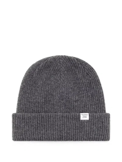 Norse Projects Ribbed-knit Beanie Hat In Gray