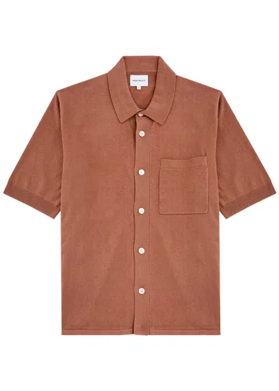 Norse Projects Rollo Linen-blend Knitted Shirt In Orange