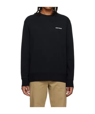 Norse Projects Round Collar Logo Sweater In Black