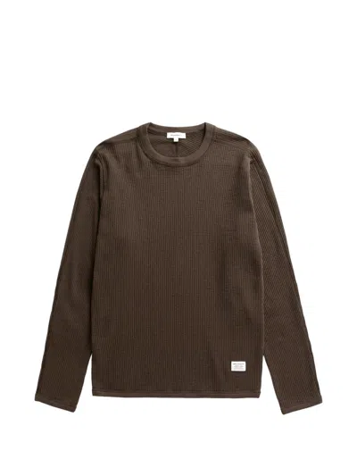Norse Projects Stevns Waffle-knit T-shirt In Brown