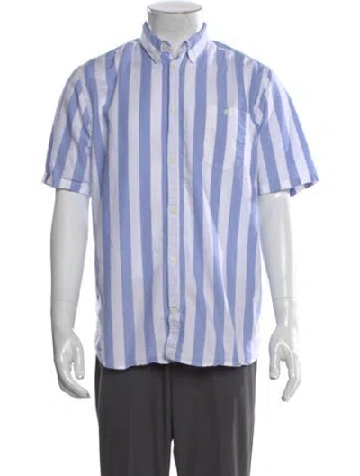 Pre-owned Norse Projects Striped Short Sleeve Shirt In Blue