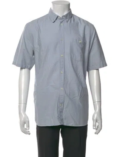 Pre-owned Norse Projects Striped Short Sleeve Shirt In Blue