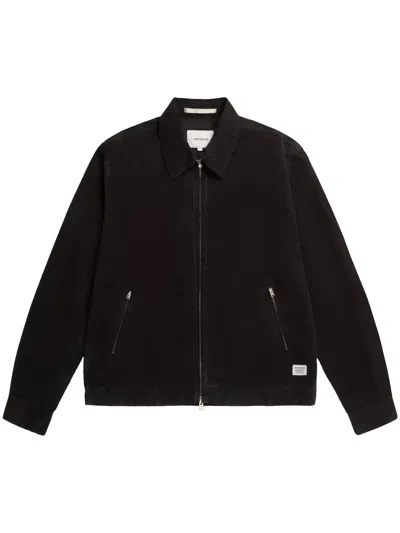 Norse Projects Structured Canvas Jacket With Classic Zip Front In Black