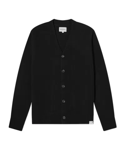 Norse Projects V-neck Wool Cardigan In Black