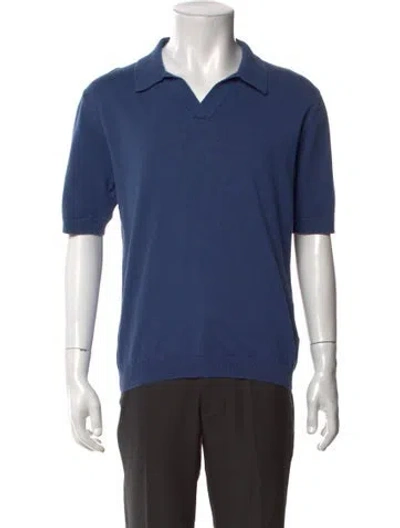 Pre-owned Norse Projects V-neck Short Sleeve Polo Shirt In Blue