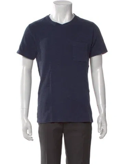 Pre-owned Norse Projects V-neck Short Sleeve T-shirt In Blue