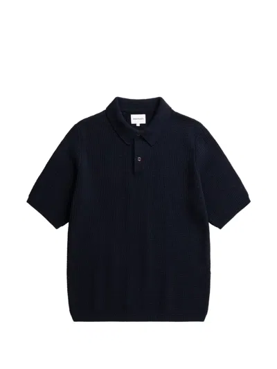 Norse Projects Waffle Polo Shirt In Blue