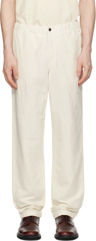 NORSE PROJECTS WHITE EZRA RELAXED COTTON LINEN TROUSERS