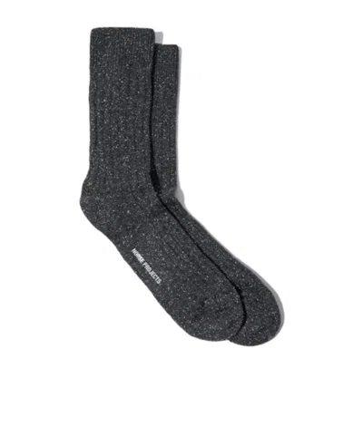 Norse Projects Wool Blend Ribbed Socks In Black