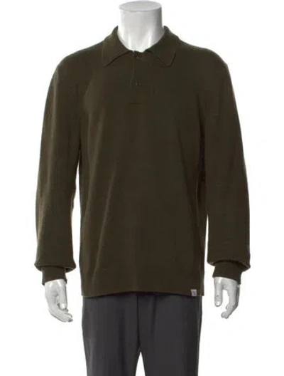 Pre-owned Norse Projects Wool Collar Polo Sweater In Green