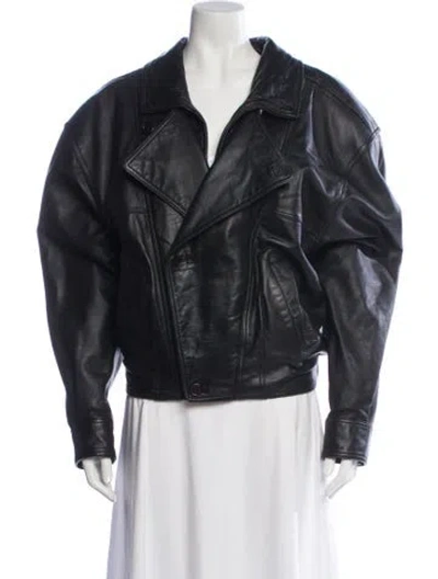 Pre-owned North Beach Leather Leather Biker Jacket In Black