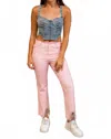 North End Just Dance Rhinestone Fringe Jeans In Pink In Pink