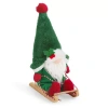 North Pole Trading Co . 11in Sled Christmas Gnome In Green