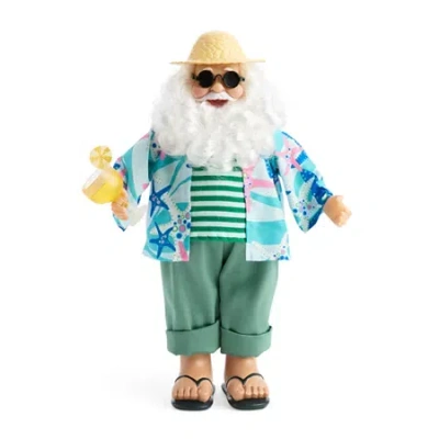 North Pole Trading Co . 12in Beach Christmas Santa Figurine In Blue