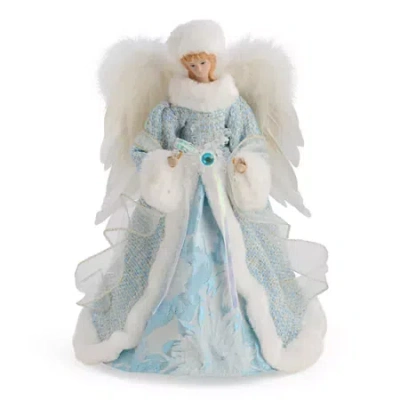 North Pole Trading Co . 12in Light Blue Christmas Angels Figurine