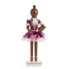 North Pole Trading Co . 14in Ballerina African American Wood Christmas Nutcracker In Purple