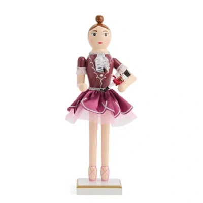 North Pole Trading Co . 14in Ballerina Wood Christmas Nutcracker In Purple