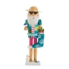 North Pole Trading Co . 14in Beach Wood Christmas Nutcracker In Blue