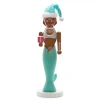 North Pole Trading Co . 14in Mermaid African American Wood Christmas Nutcracker In Blue