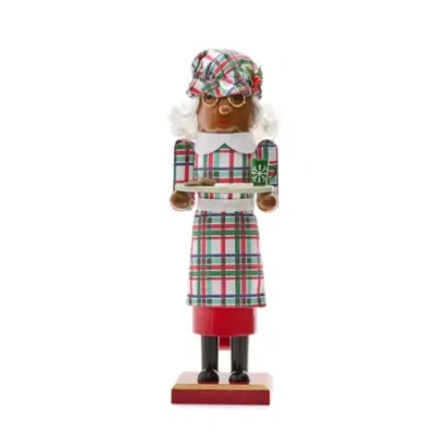 North Pole Trading Co . 14in Mrs. Clause African American Wood Christmas Nutcracker In Red